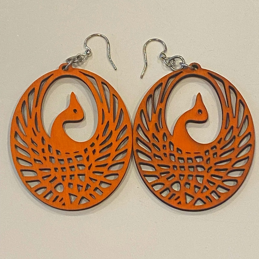 Wooden Bird Earrings